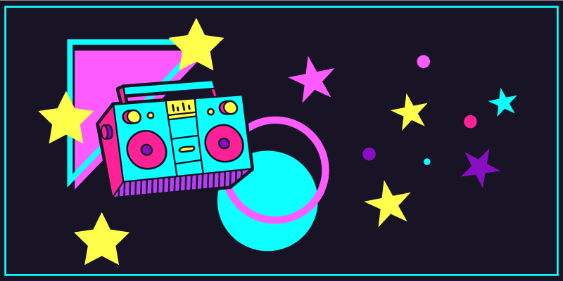Värikäs boombox-grafiikka vinyylimatto retro - Tenstickers