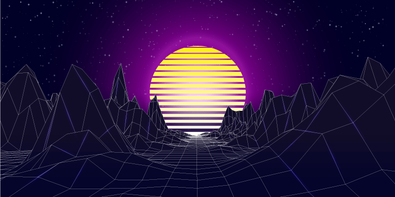 Retro futuristinen maisema moderni vinyylimatto - Tenstickers