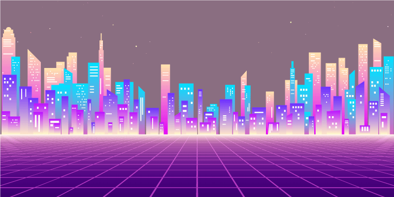 Neon kaupunkikuvan horisontti moderni vinyylimatto - Tenstickers