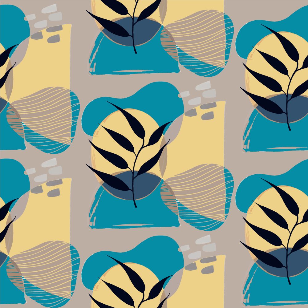 Abstrakti kasvitieteellinen kuvio kukka vinyylimatto - Tenstickers