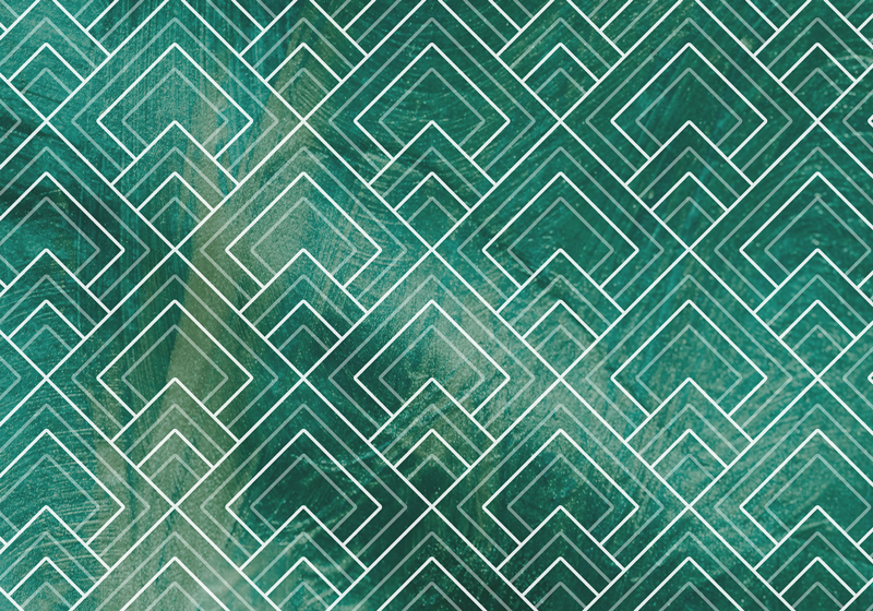 Geometrinen vihreä chevron laatta vinyylimatto - Tenstickers