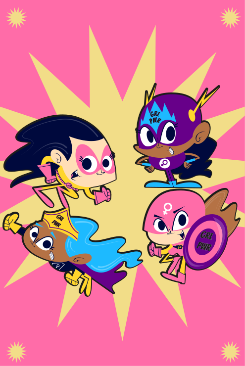 Värikkäitä supersankarihahmoja lastenhuone vinyylimatto - Tenstickers