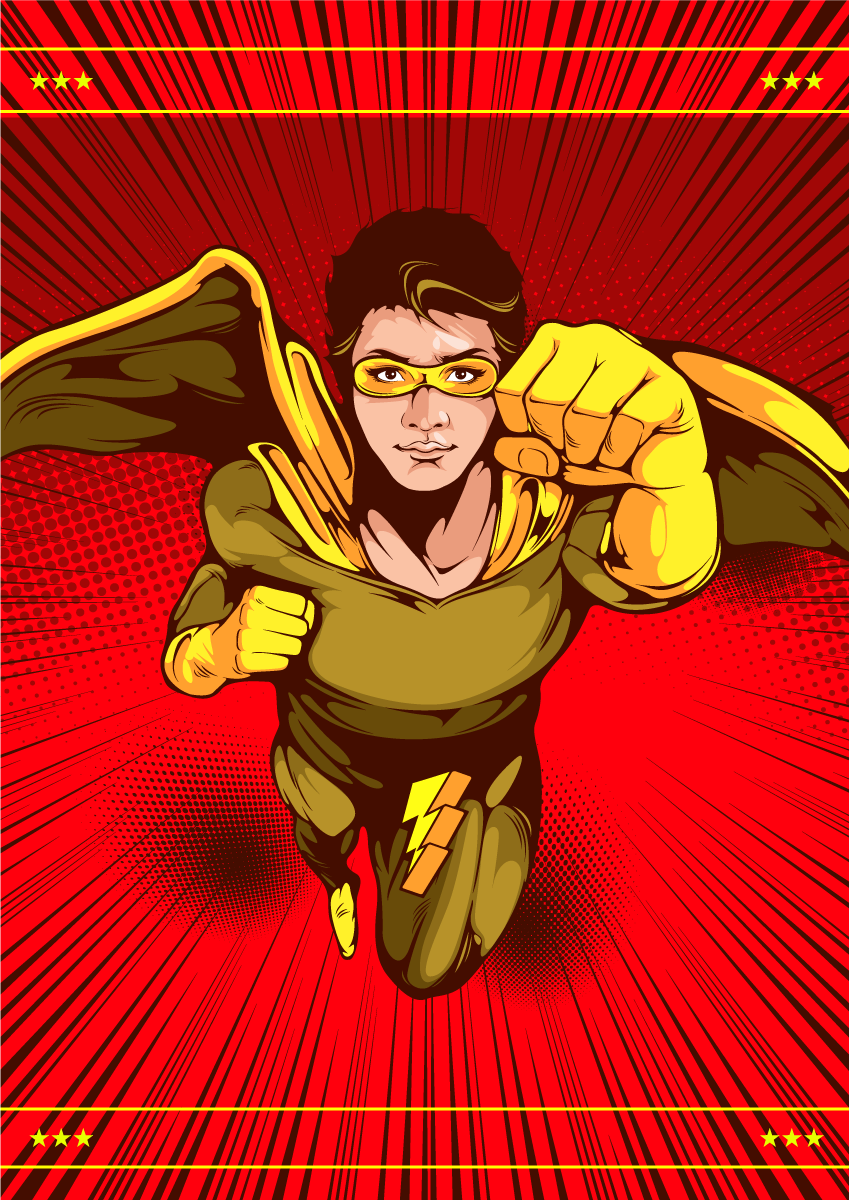 Supersankaritoimintaasento Lisää vinyylimatto lapsille - Tenstickers