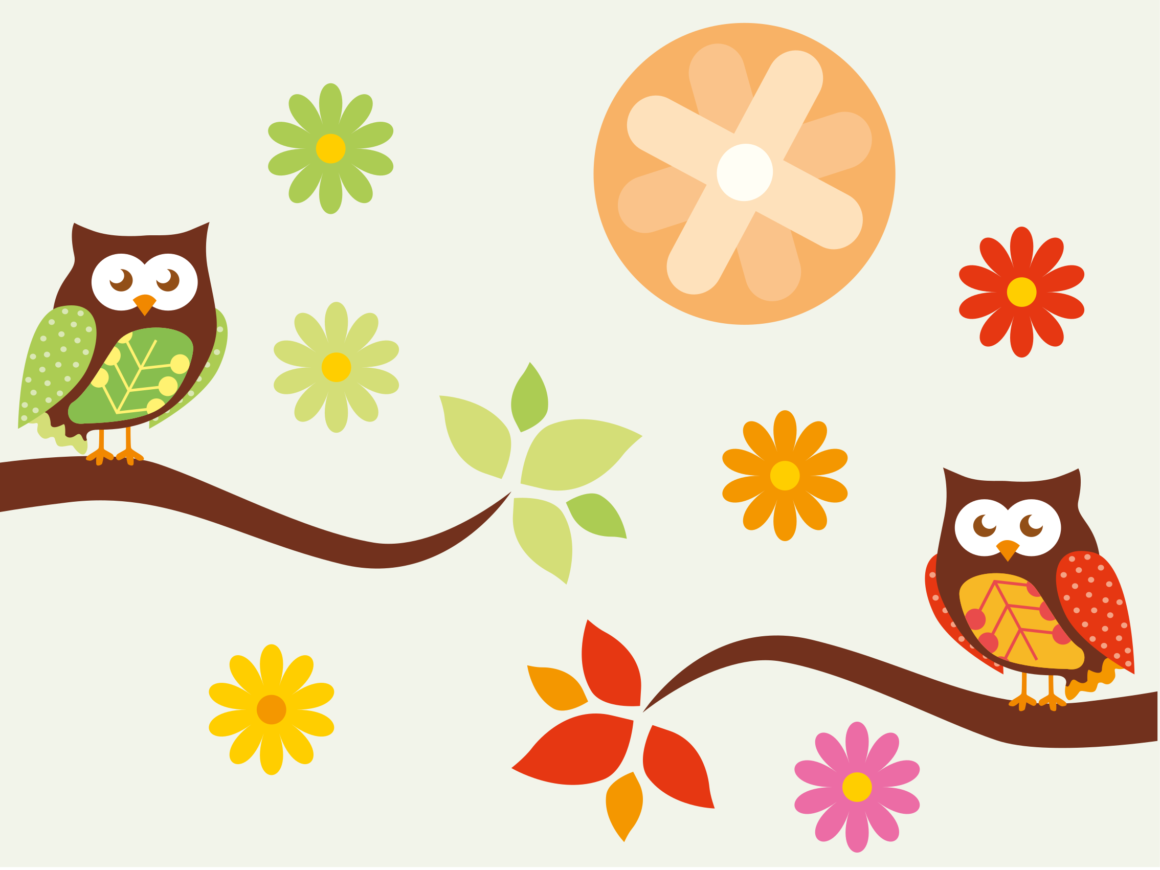 Värikkäät pöllöt vinyylimatto - Tenstickers