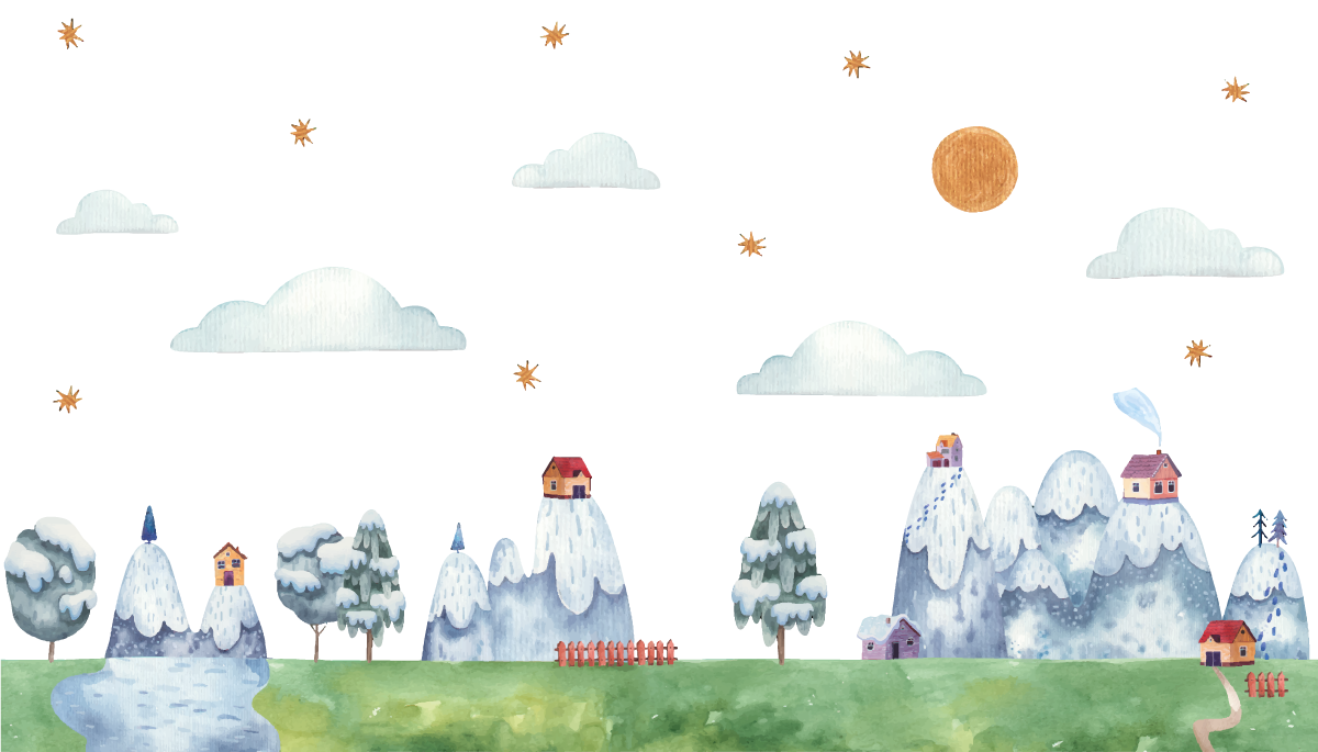 Lumottu maisemakohtaus lastenhuone vinyylimatto - Tenstickers