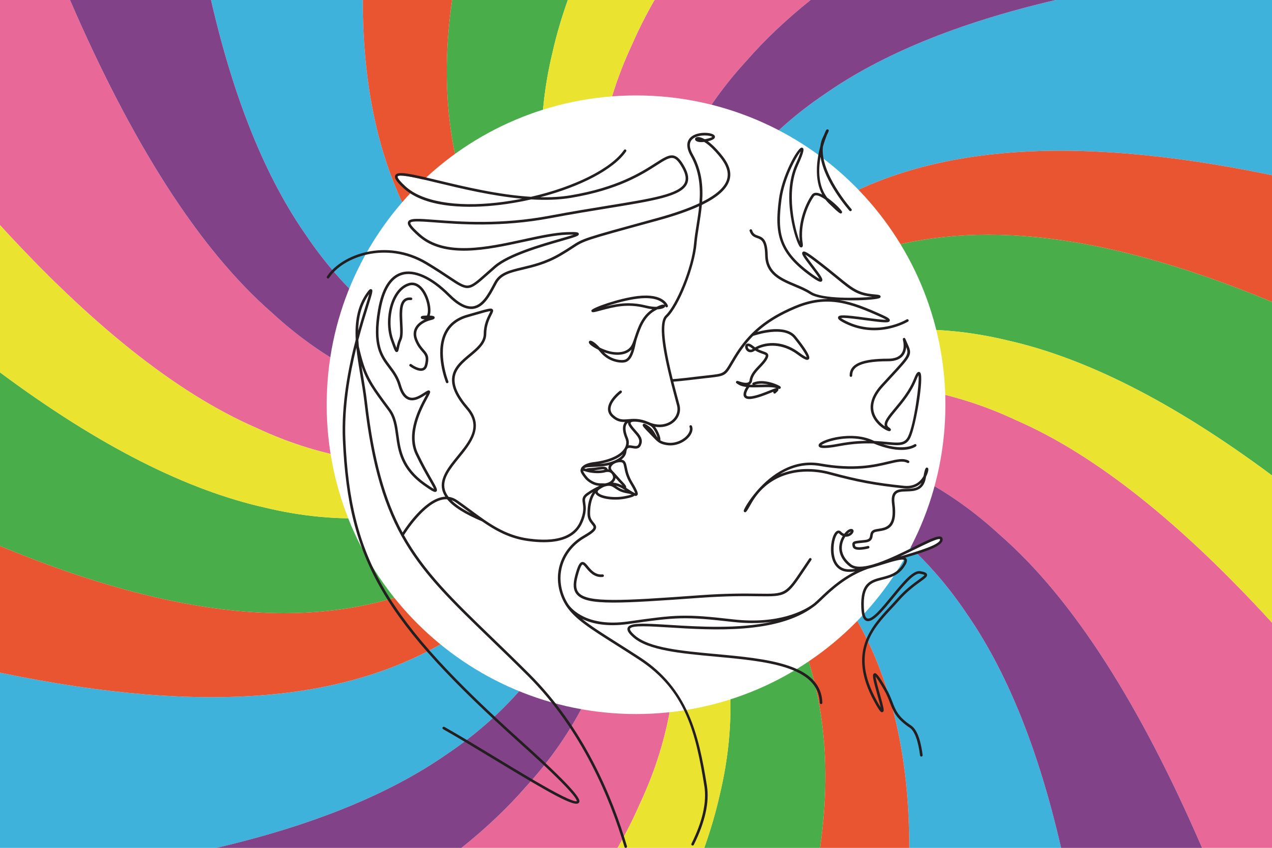 Värikäs suudelma siluetti Lisää lasten vinyylimatto - Tenstickers