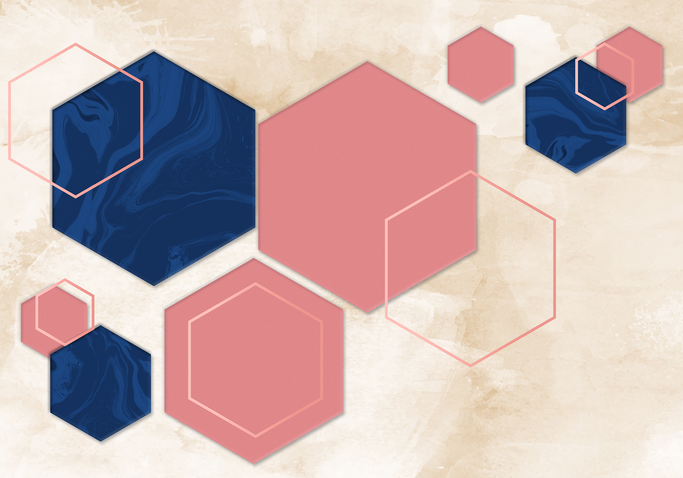 Abstrakteja kuusikulmioita geometrinen vinyylimatto - Tenstickers