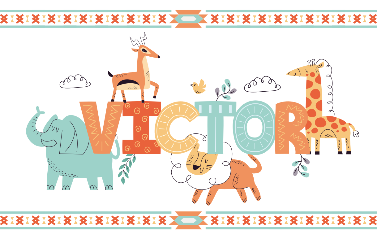 Henkilökohtainen safariteema nimi vinyylimatto - Tenstickers