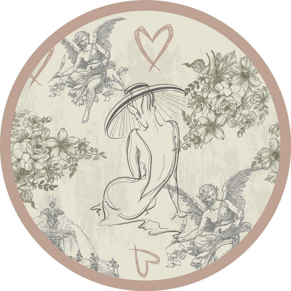 Pyöreä enkelin kukka-aihe vinyylimatto ympyrä - Tenstickers