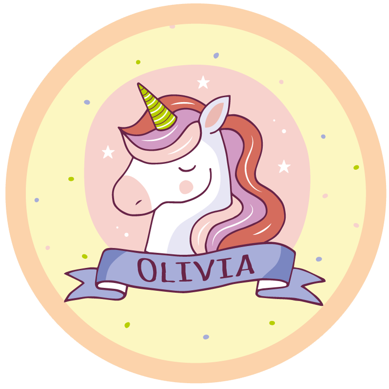Unicornin nimi pyöreä vinyylimatto - Tenstickers