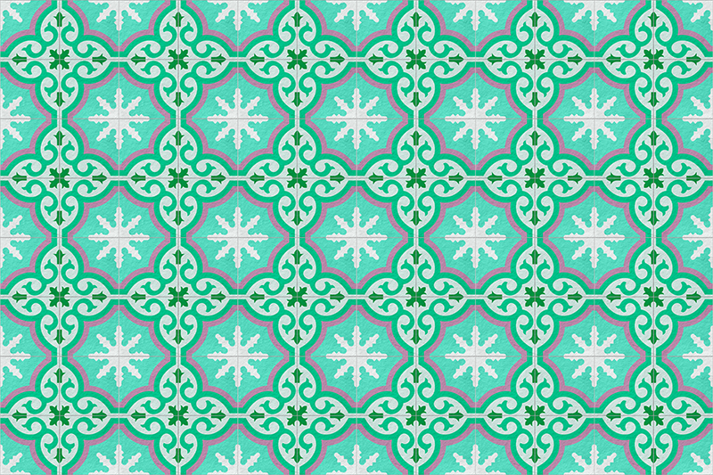 Vihreä hydraulinen laatta vinyylimatto retro - Tenstickers