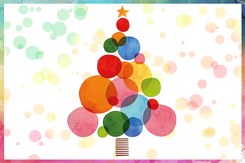 Vesivärikuusi joulu vinyylimatto - Tenstickers