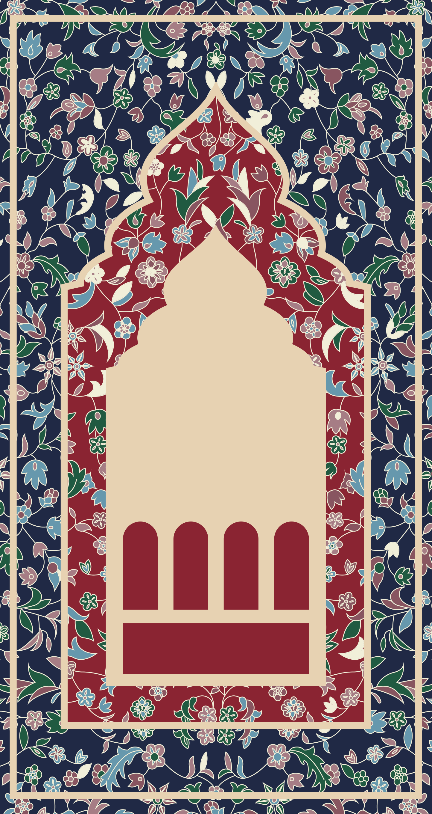 Kukkakuvio persialainen stye suorakulmainen vinyylimatto - Tenstickers