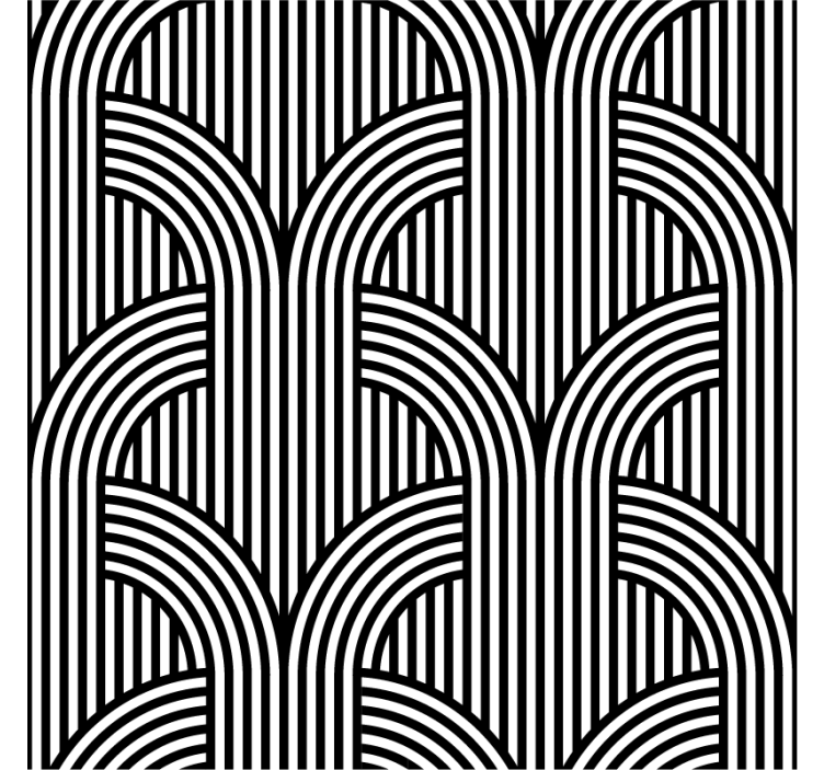 Mustavalkoiset kaaret ornamentti tapetti - Tenstickers