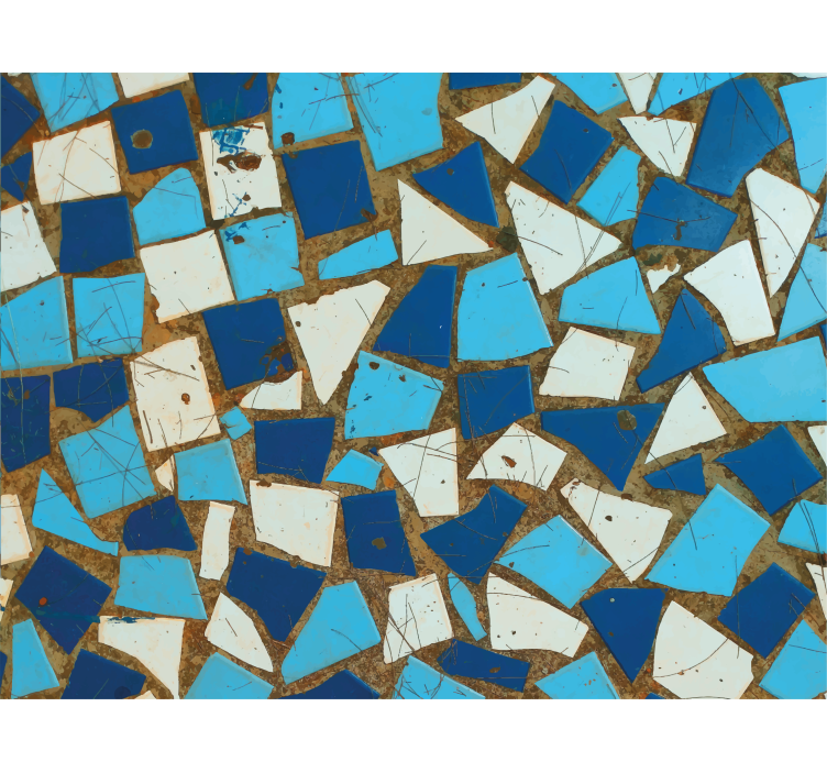 Geometrinen sininen mosaiikkikuvio käytävätapetti - Tenstickers