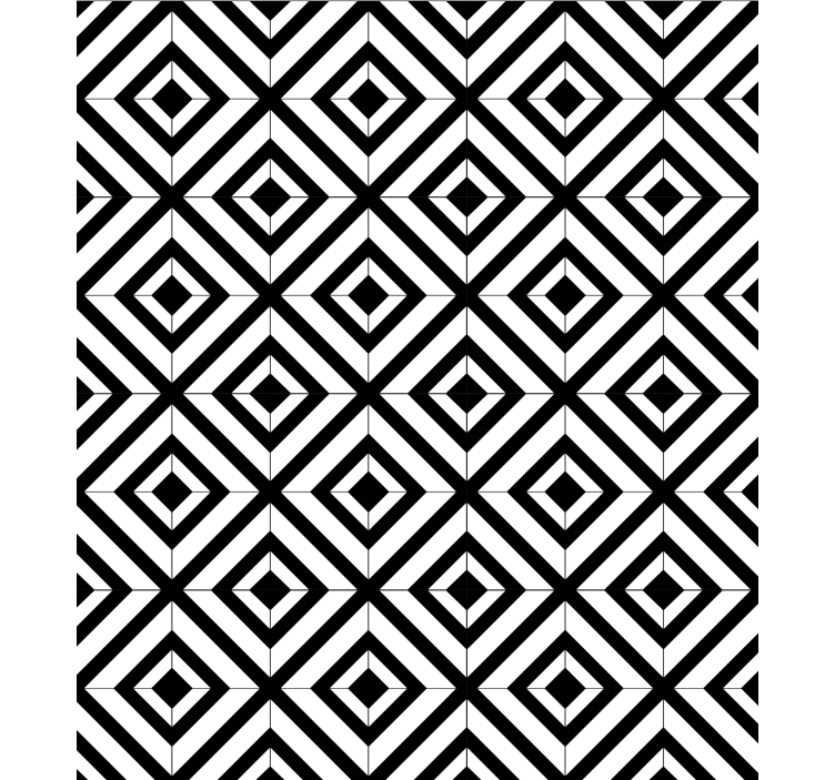Mustavalkoiset timantit geometrinen tapetti - Tenstickers