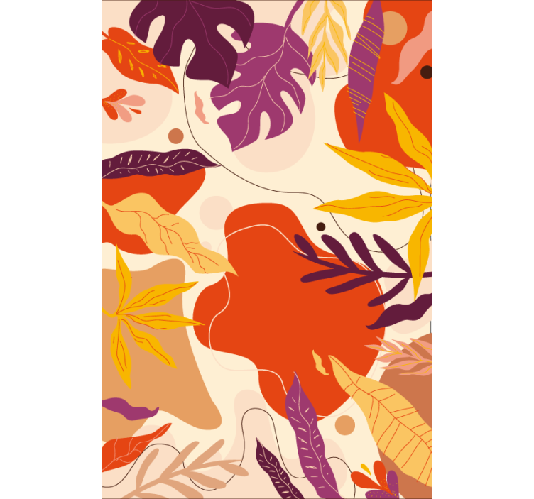 Luonto tapetti värikkäät abstraktit lehdet - Tenstickers