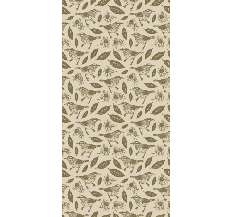 Lintuja luonnossa ja kasveissa lastenhuoneen tapetti - Tenstickers