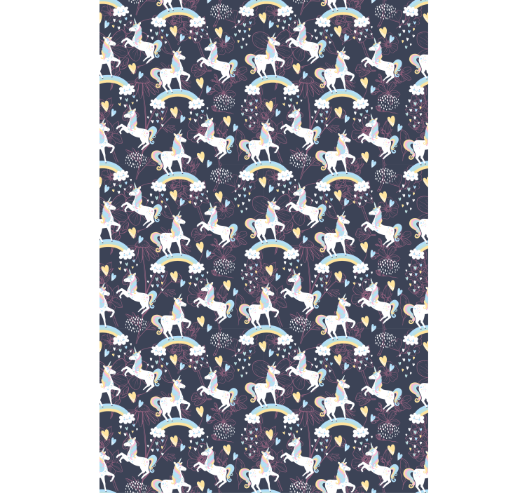 Kukkainen vaaleanpunainen yksisarvinen lastenhuoneen tapetti - Tenstickers