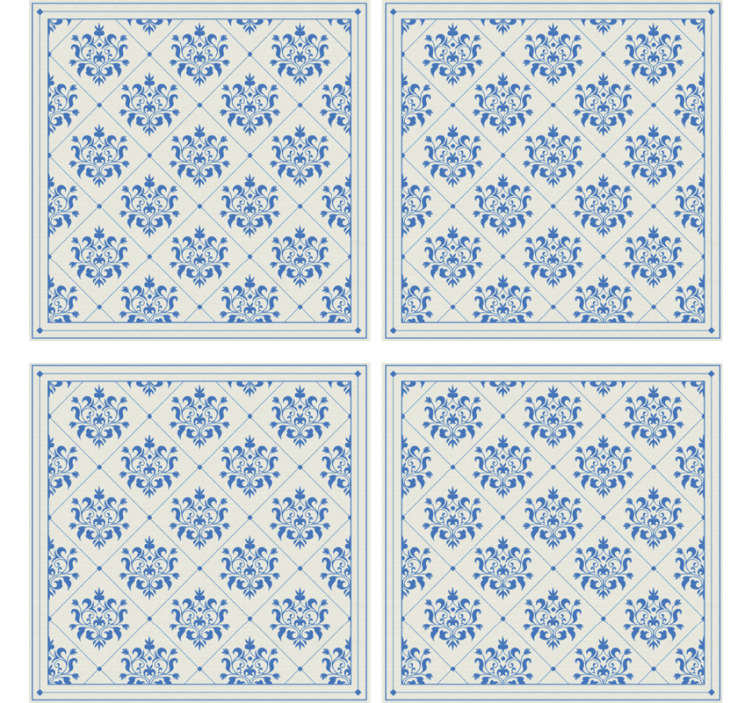 Kukkainen ja koristeellinen vintagekuvio laattatapetti - Tenstickers