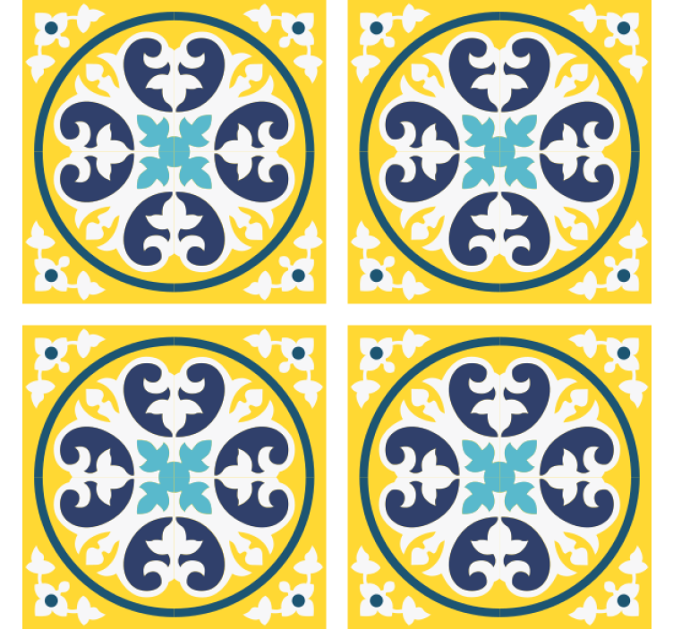 Kukkakuviollinen laattatapetti - Tenstickers