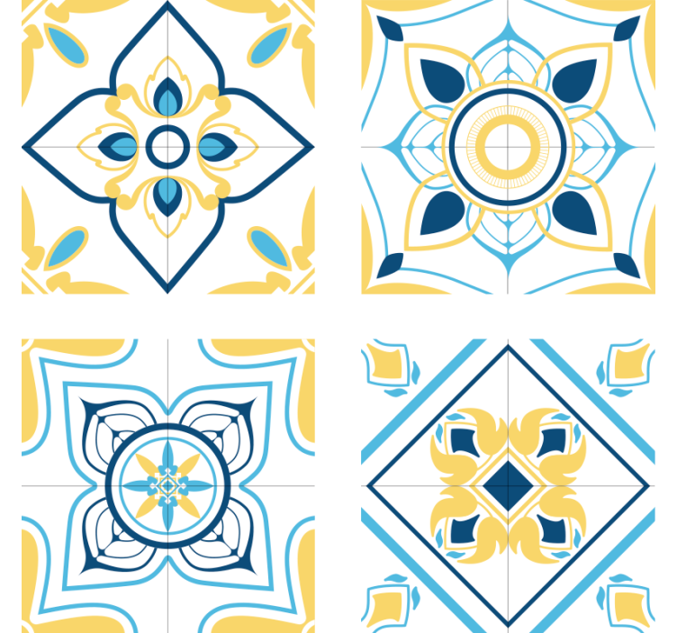 Geometriset laatta-kuviotlaattatapetti - Tenstickers