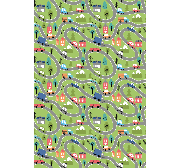 Värikkäät ajoneuvotiet lastenhuoneen tapetti - Tenstickers