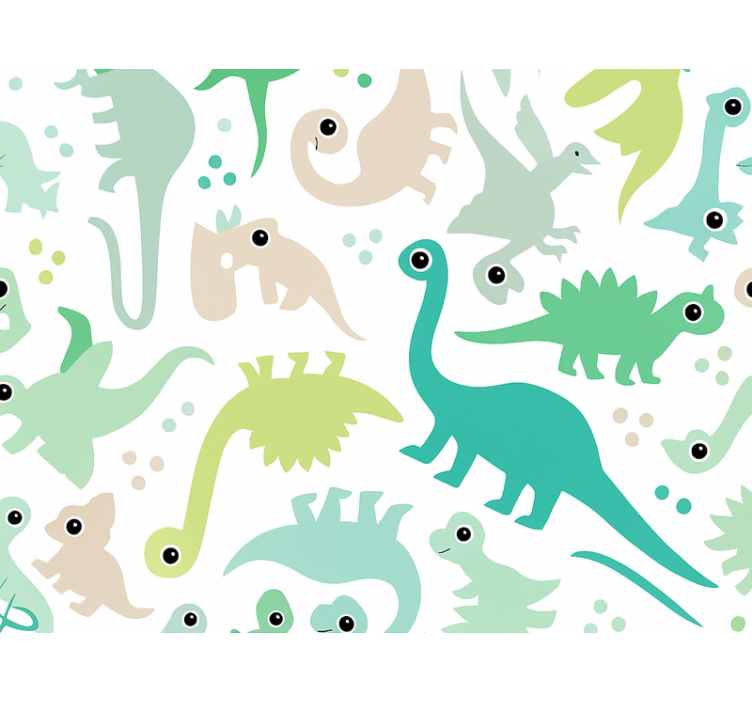 Yksinkertainen värikäs dinosaurus lastenhuoneen tapetti - Tenstickers