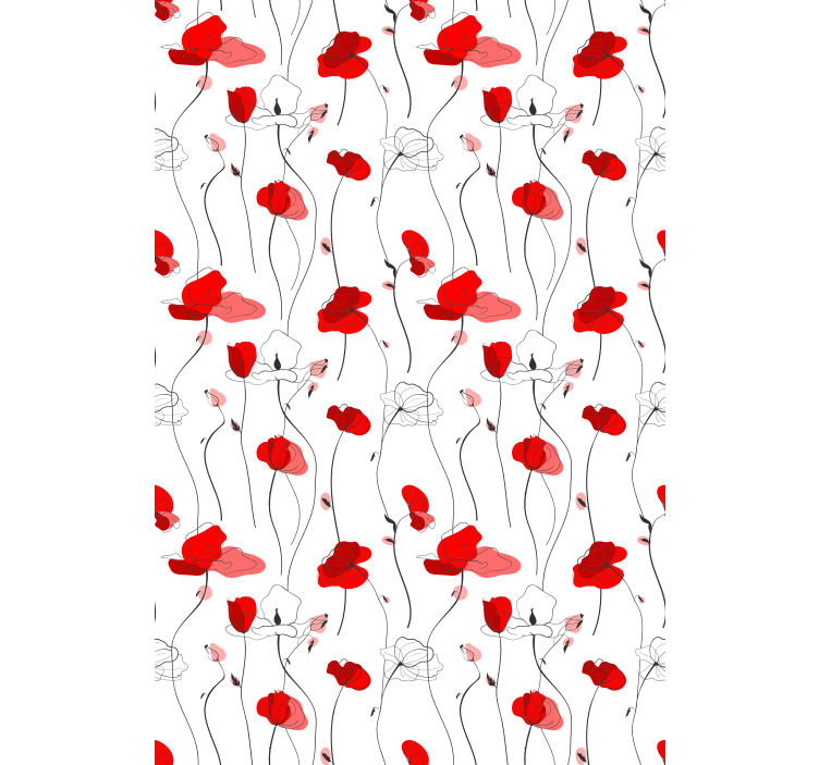 Kukkatapetti poppien kuvitus - Tenstickers