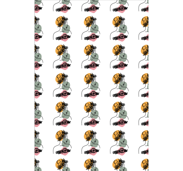 Upean naisen kukkakasvot kukkatapetti - Tenstickers