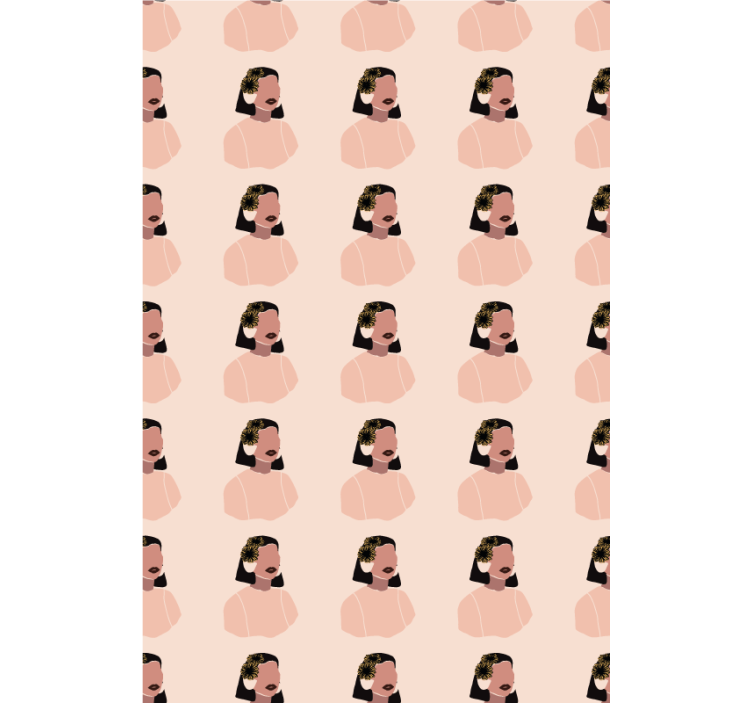 Ihana nainen auringonkukkakasvoilla kukkatapetti - Tenstickers