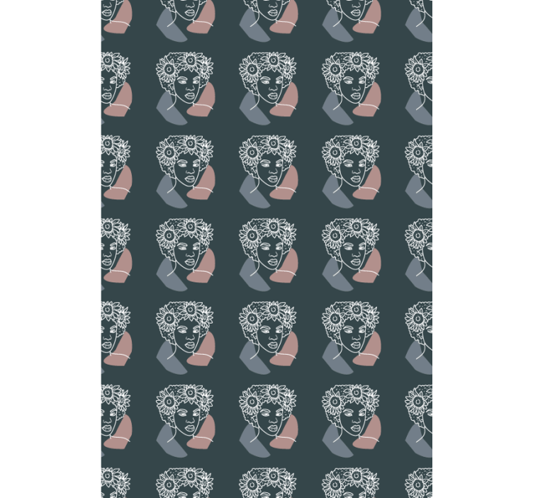 Minimalistinen auringonkukka ja nainen kukkatapetti - Tenstickers