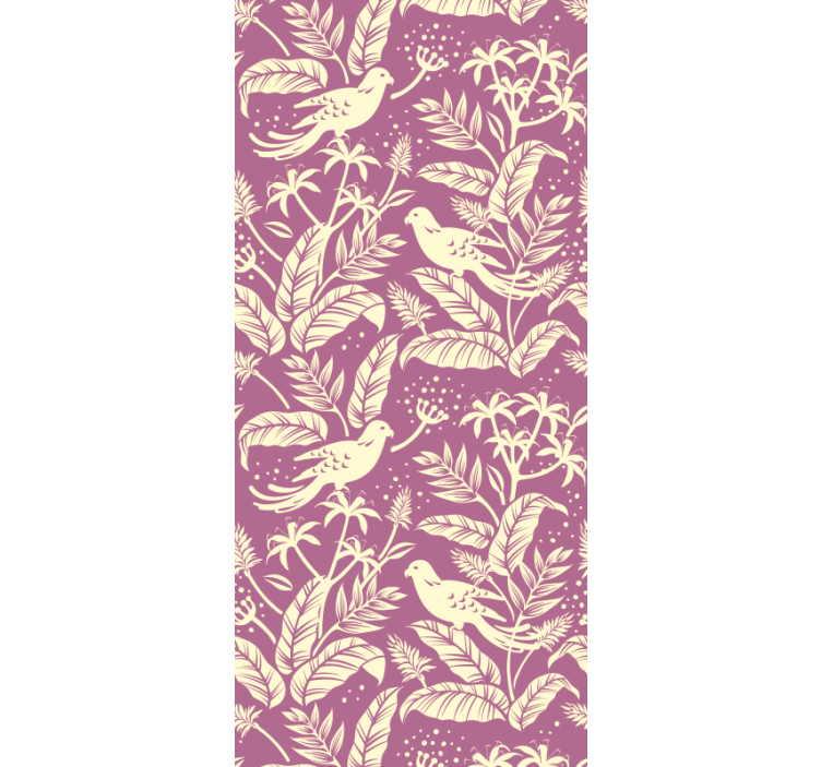 Linnut oksilla vaaleanpunainen keltainen eläintapetti - Tenstickers