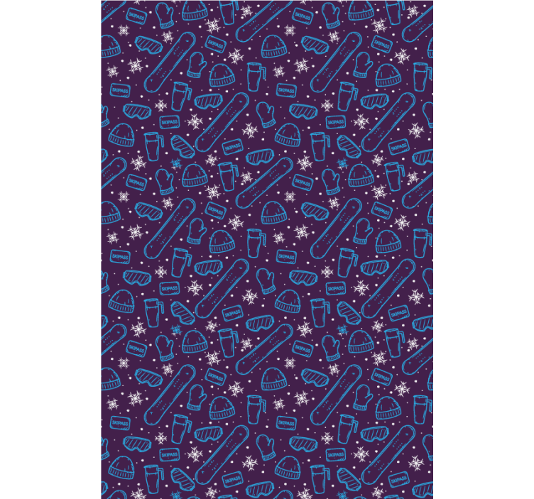 Talviurheilu doodle Nuoren huoneen tapetti - Tenstickers