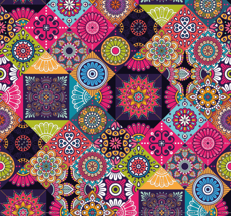 Tummat mandala-laatat laatta tapetti - Tenstickers