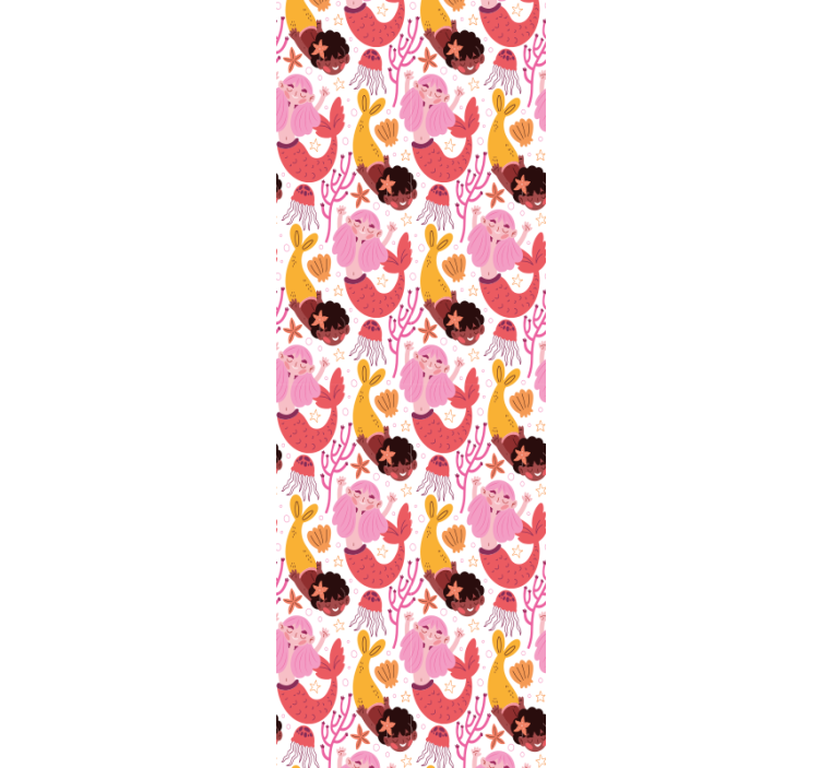 Merenneito lapsi sarjakuva hymyillen lastenhuoneen tapetti - Tenstickers