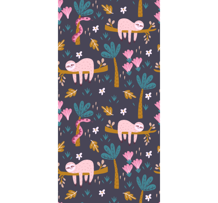 Laiskiainen ja lehdet lastenhuoneen tapetti - Tenstickers