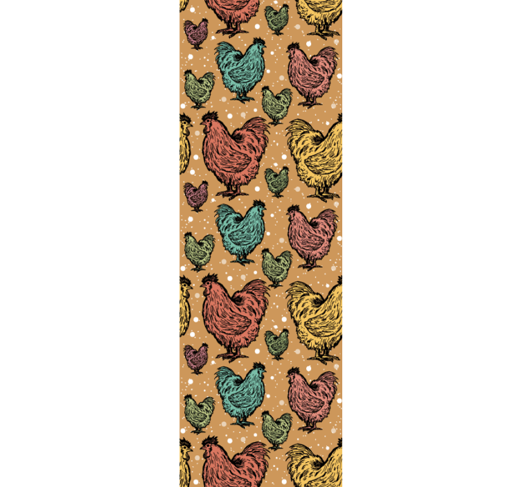 Kukot värikäs kanakuvio olohuone tapetit - Tenstickers