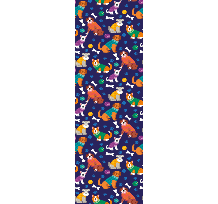 Upea värikäs koirakuvio makuuhuoneen tapetti - Tenstickers