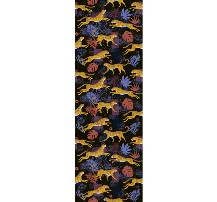 Trooppiset lehdet leopardit pimeässä olohuone tapetit - Tenstickers