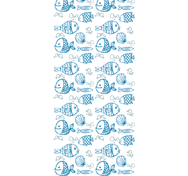 Useita piirrettyjä sinisiä kaloja lastenhuoneen tapetti - Tenstickers