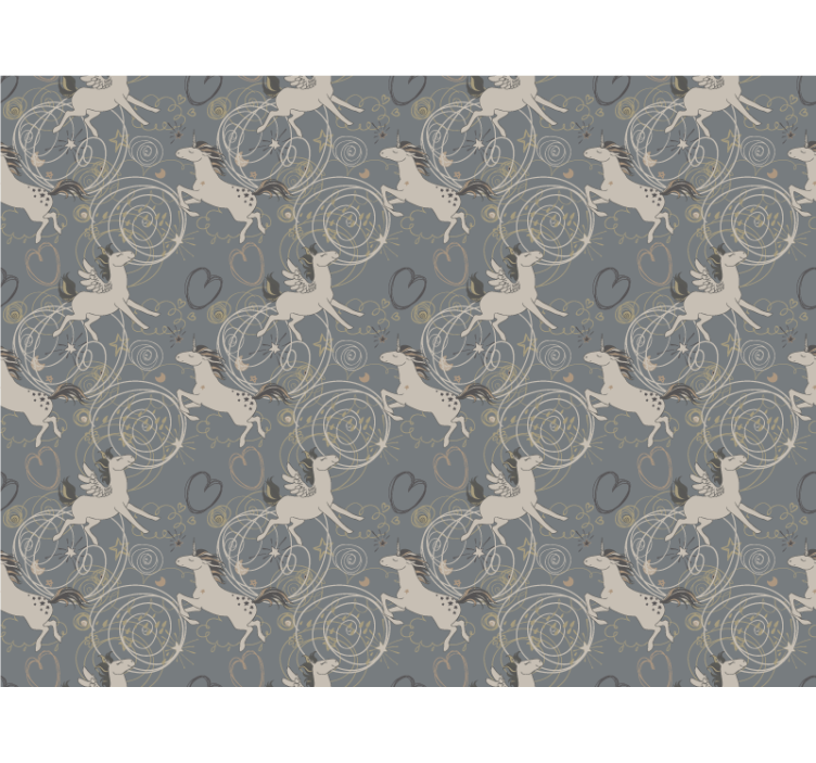 Pegasus yksisarvisia tummalla taustalla lastenhuoneen tapetti - Tenstickers