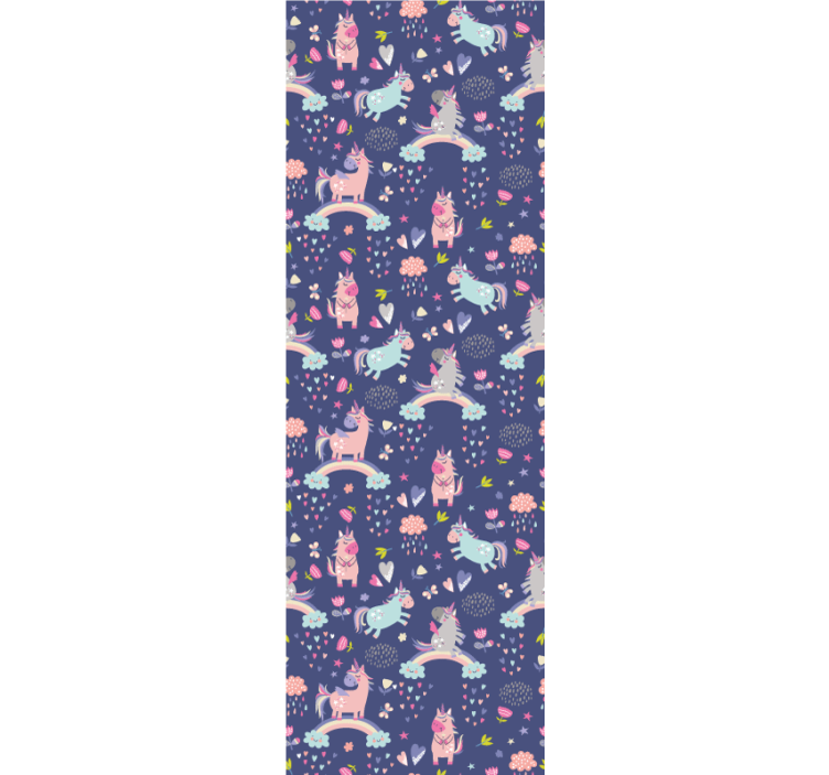 Värikäs yksisarvinen sateenkaari kuvio taide tapetti - Tenstickers