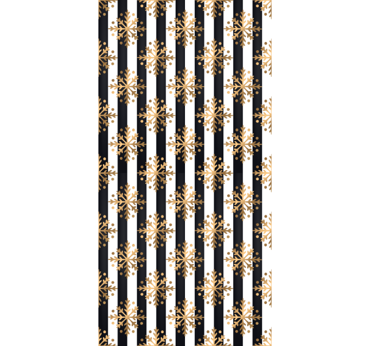 Kultaisia lumihiutaleita mustavalkoisilla raidoilla olohuone tape - Tenstickers