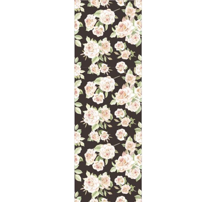 Valkoinen ruusu musta tausta kukkatapetti - Tenstickers