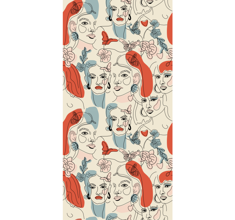 Naisellinen linjataide taide tapetti - Tenstickers