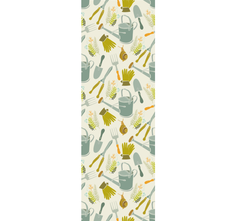 Puutarhatyökalujen saumaton malli olohuone tapetit - Tenstickers