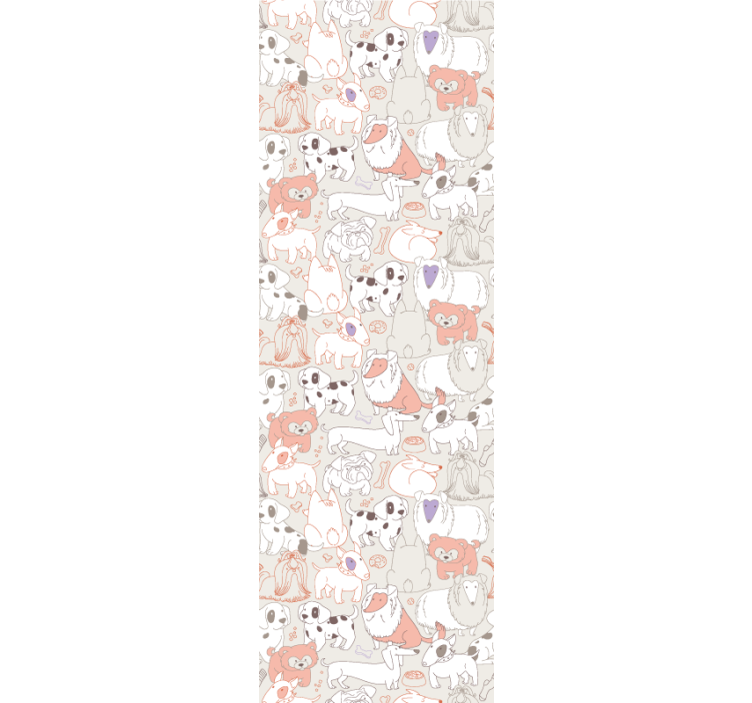 Vaaleanpunainen ja valkoinen pentu kuvio wc tapetti - Tenstickers