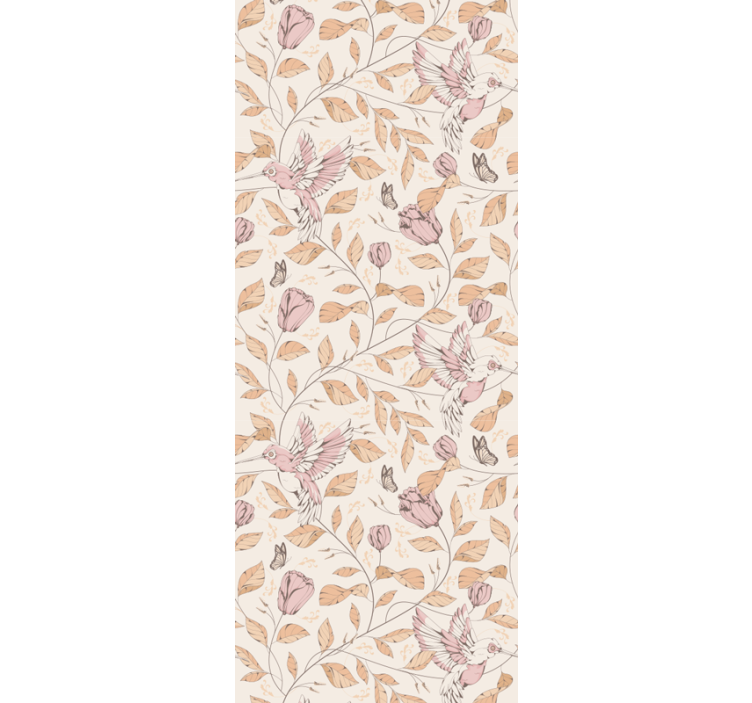 Tulppaanikuvio beige värit kukkatapetti - Tenstickers