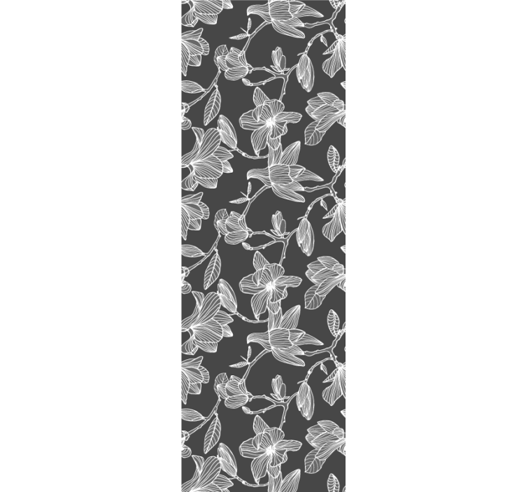 Valkoinen ja harmaa magnolia kukka design kukkatapetti - Tenstickers
